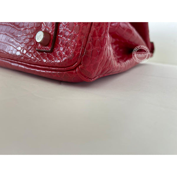 Hermès Birkin 35cm Rouge Braise Shiny Croc GHW - Preloved