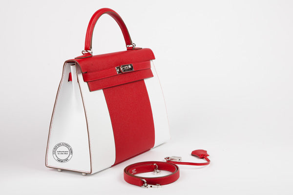Hermès Kelly 32cm Rouge Casaque & White Flag Epsom PHW