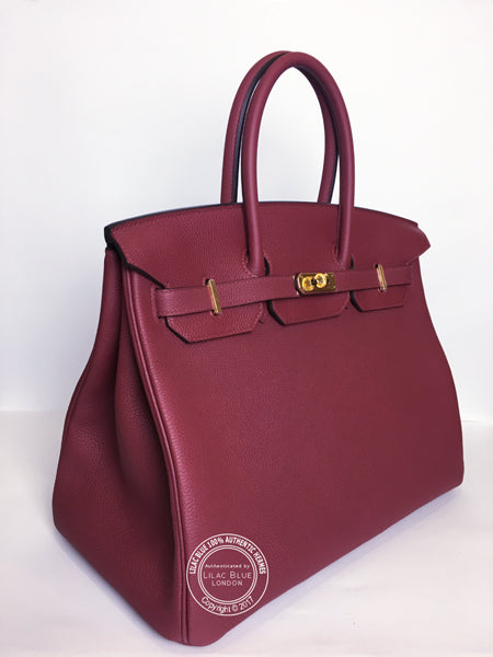 35cm Rouge Grenat Birkin. Togo, Gold