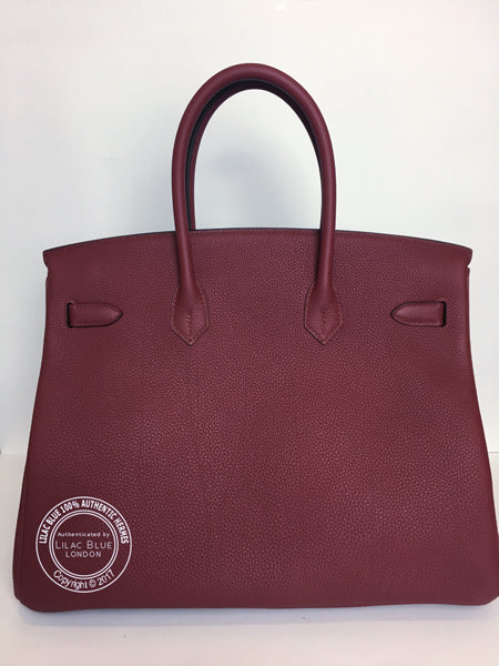 35cm Rouge Grenat Birkin. Togo, Gold