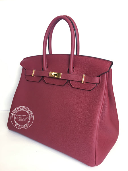 35cm Rouge Grenat Birkin. Togo, Gold