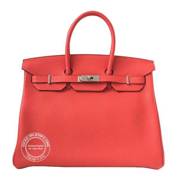 Hermès Birkin 35cm Rouge Pivoine Clemence PHW