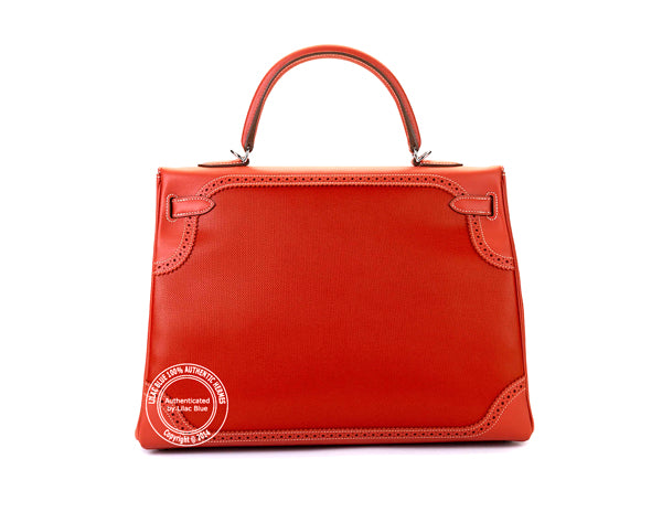 Hermès Kelly 35cm Sanguine Ghillies Grain d'H/Tadelakt PHW