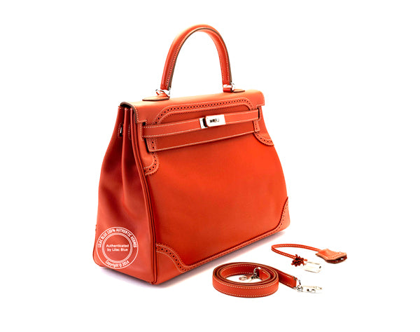 Hermès Kelly 35cm Sanguine Ghillies Grain d'H/Tadelakt PHW