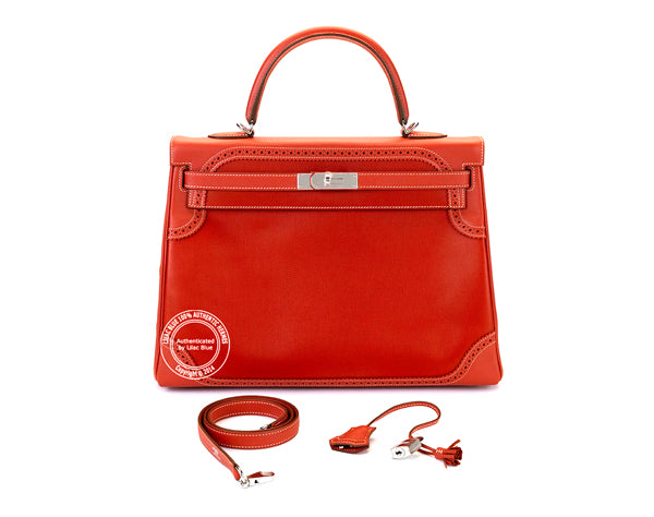Hermès Kelly 35cm Sanguine Ghillies Grain d'H/Tadelakt PHW