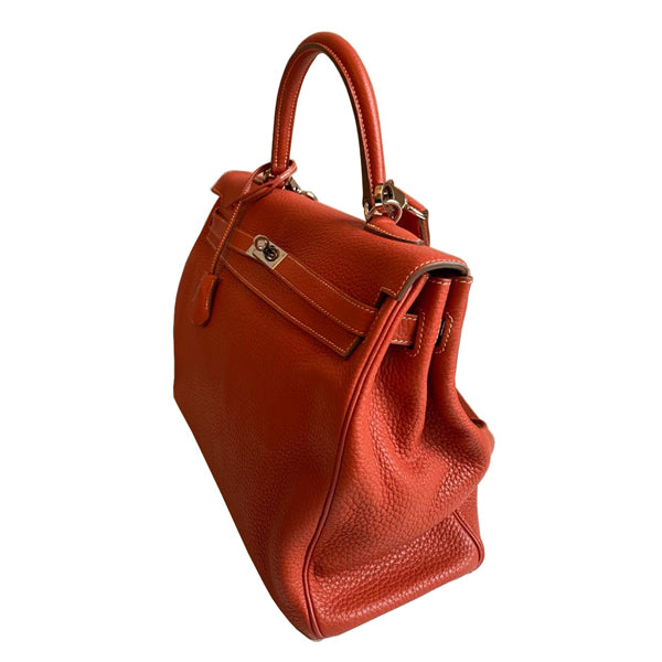Hermès Kelly 35cm Sanguine Clemence PHW - Preloved