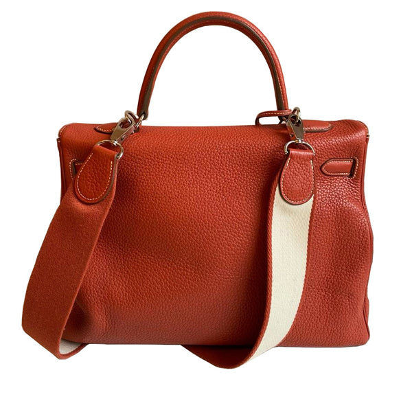 Hermès Kelly 35cm Sanguine Clemence PHW - Preloved