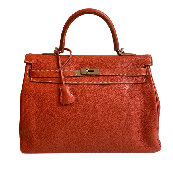 Hermès Kelly 35cm Sanguine Clemence PHW - Preloved