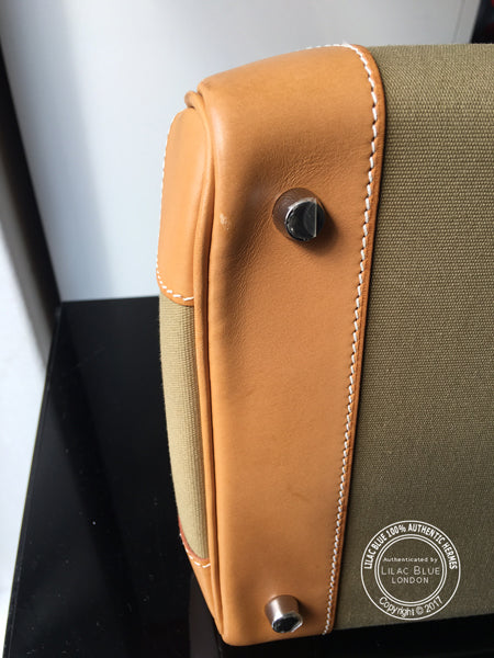 Hermès Birkin 35cm Natural & Khaki Barenia & Toile PHW - Preloved