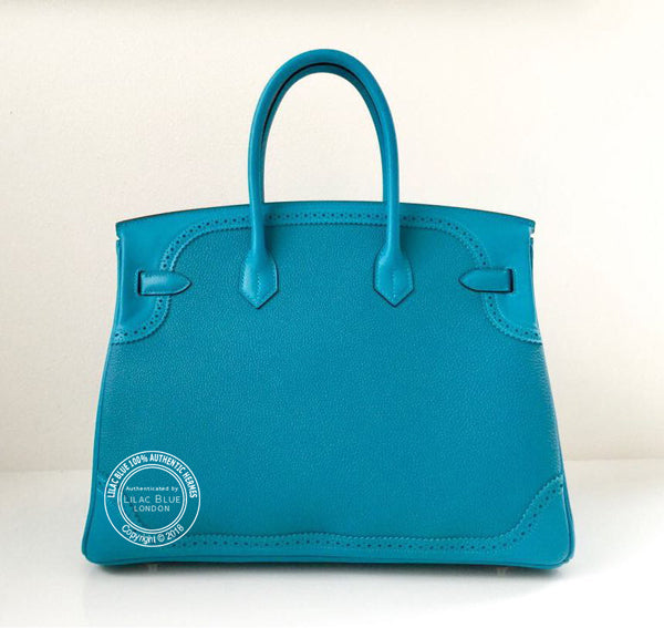 Hermès Birkin 35cm Turquoise Ghillies Togo/Swift PHW