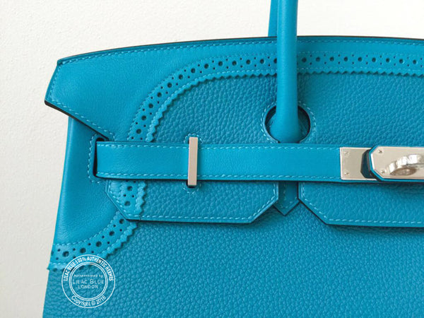 Hermès Birkin 35cm Turquoise Ghillies Togo/Swift PHW
