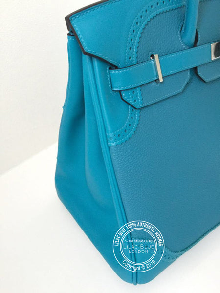 Hermès Birkin 35cm Turquoise Ghillies Togo/Swift PHW