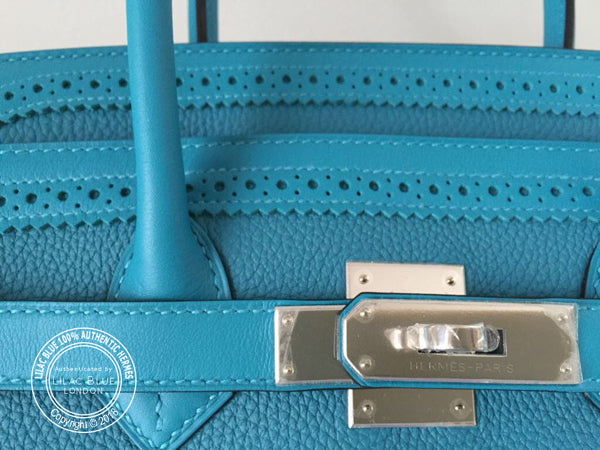 Hermès Birkin 35cm Turquoise Ghillies Togo/Swift PHW