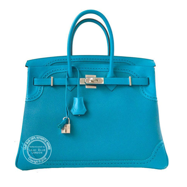 Hermès Birkin 35cm Turquoise Ghillies Togo/Swift PHW