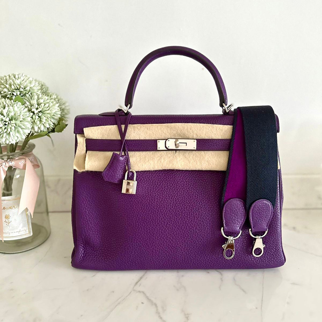 Hermès Kelly 35cm Ultraviolet Clemence PHW - Preloved