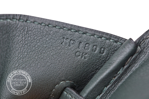 35cm Vert Anglais & Vert Foncé Riga Birkin. Canvas/Swift,  Palladium