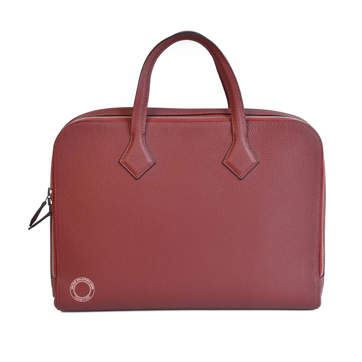 Hermes Victoria Light in Rouge H togo leather and palladium hardware