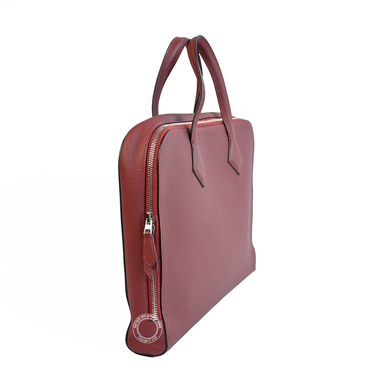 Hermes Victoria Light in Rouge H togo leather and palladium hardware