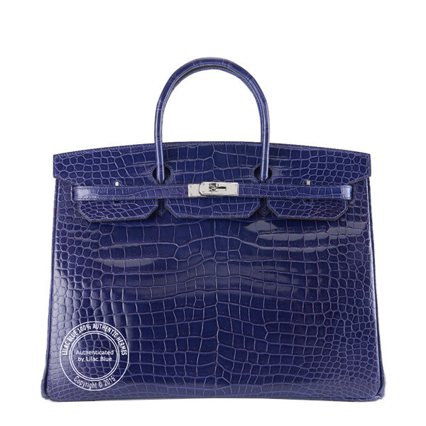 Hermès Birkin 40cm Bleu Electrique Shiny Croc PHW