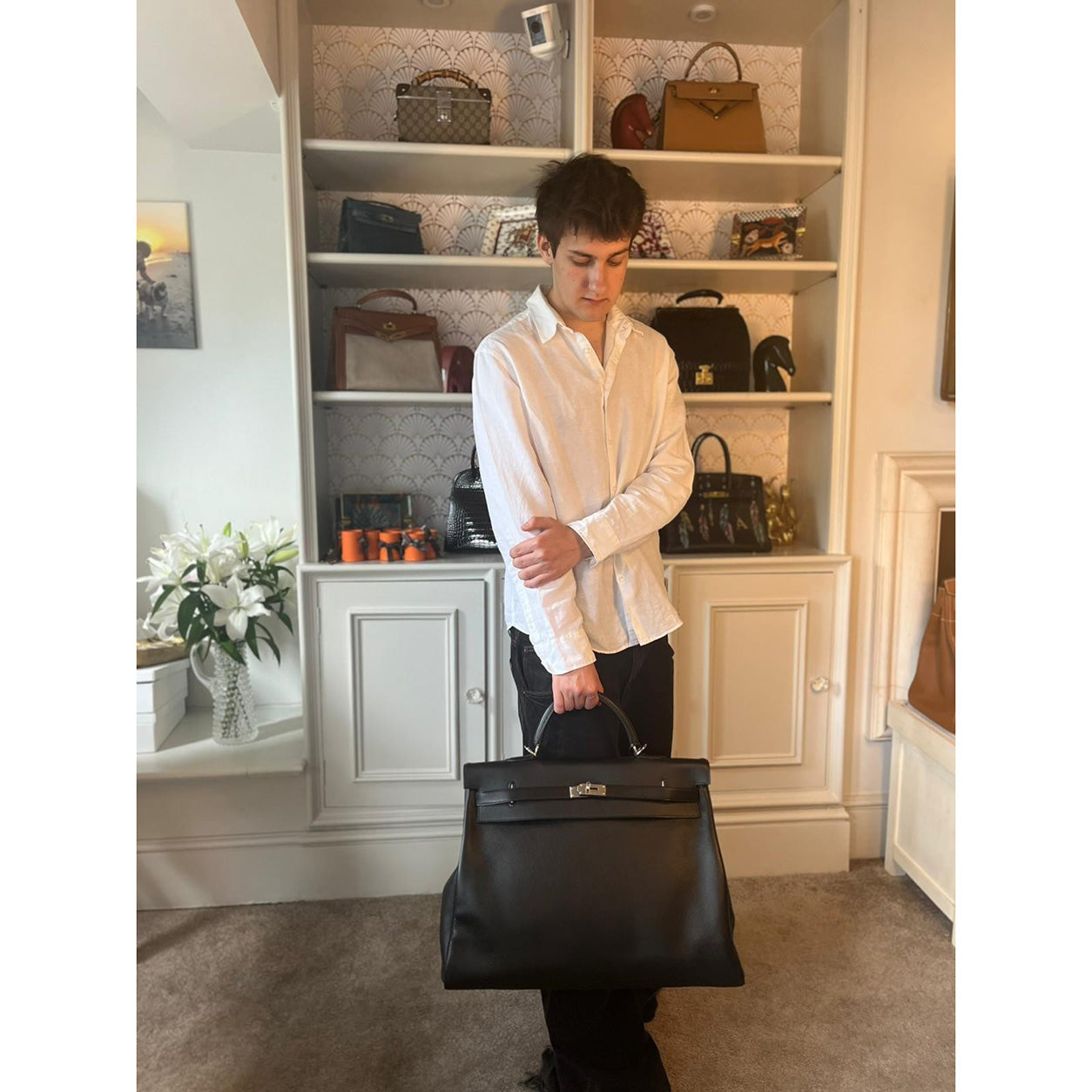 Hermes Kelly 50cm Black Relax Voyage Novillo PHW