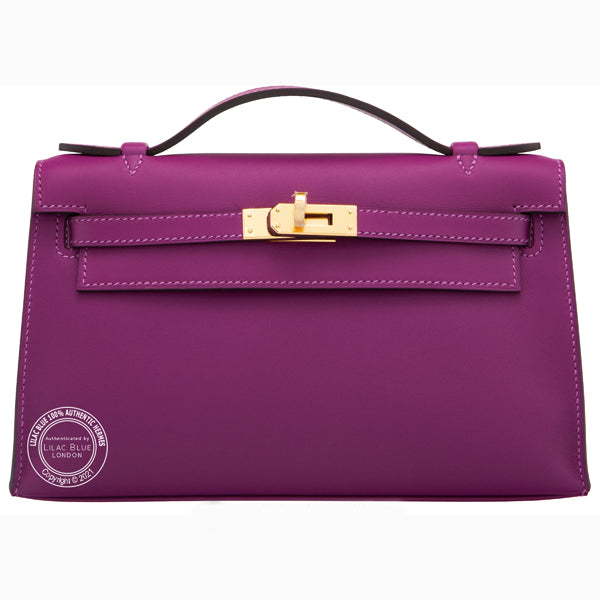 Hermès Kelly 22cm Anemone Mini Pochette Swift GHW