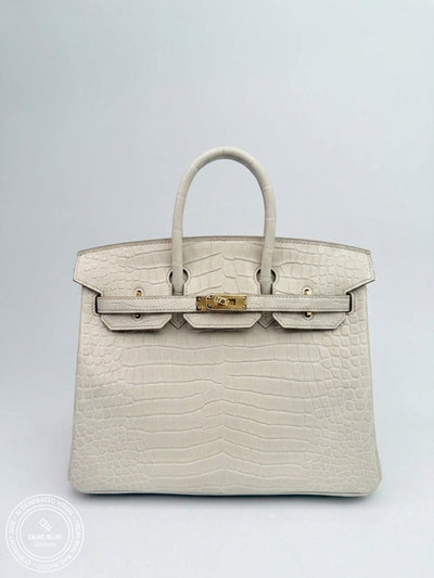 Hermès Birkin 25cm Beton Matte Croc GHW