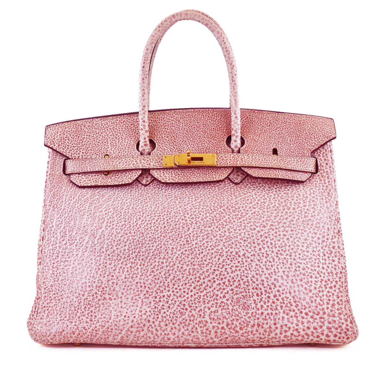 Hermès Birkin 35cm Pink Dalmatian Buffalo PHW - Preloved