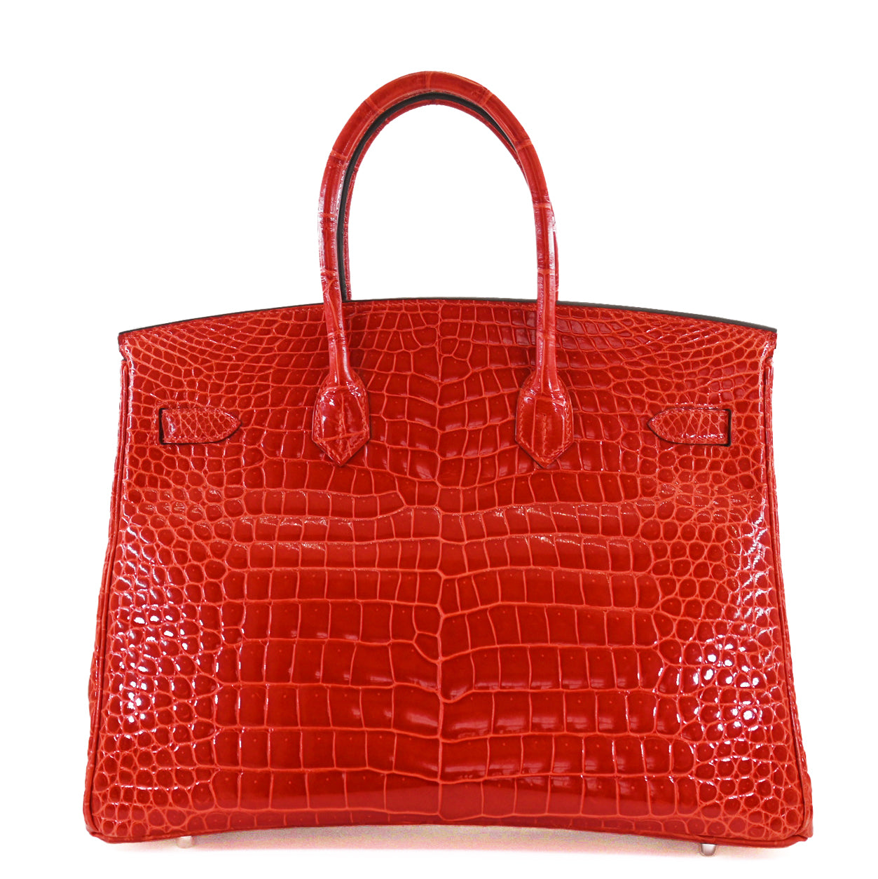 Hermès Birkin 35cm Rouge Braise Shiny Croc PHW - Preloved