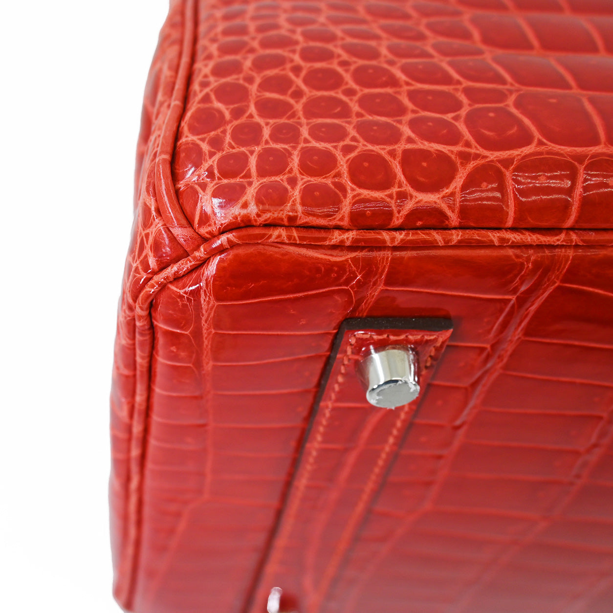 Hermès Birkin 35cm Rouge Braise Shiny Croc PHW - Preloved