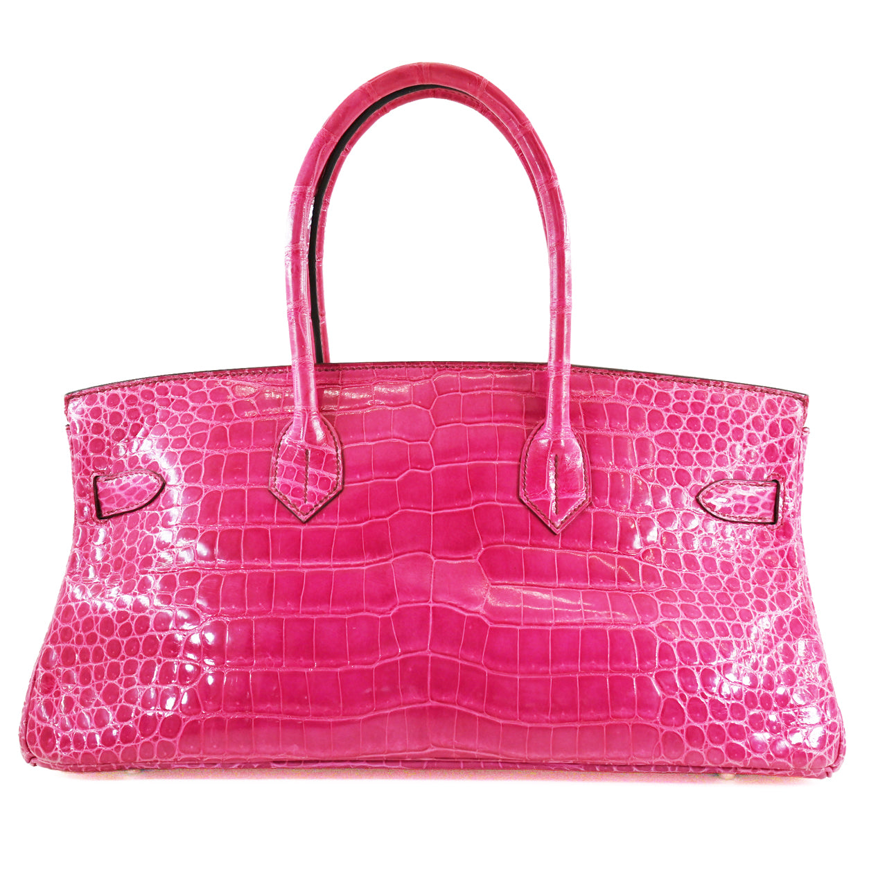 Hermès Birkin 42cm Fuchsia JPG Shoulder Shiny Croc PHW - Preloved