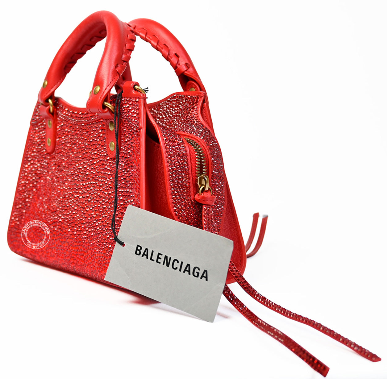 Balenciaga NEO Classic City Mini Bright Red with Swarovski Crystals