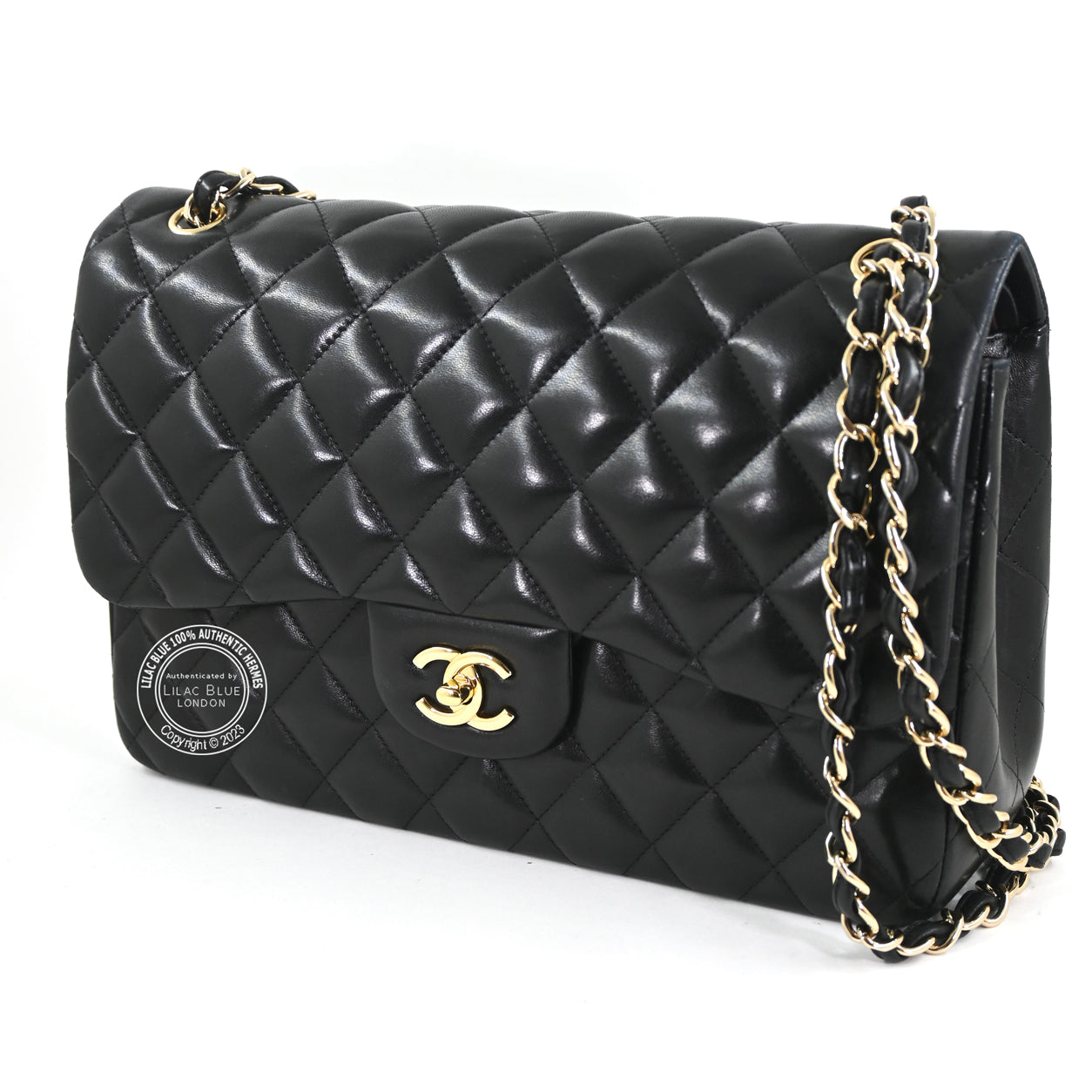 Chanel Jumbo Flap Black Lambskin GHW -Preloved