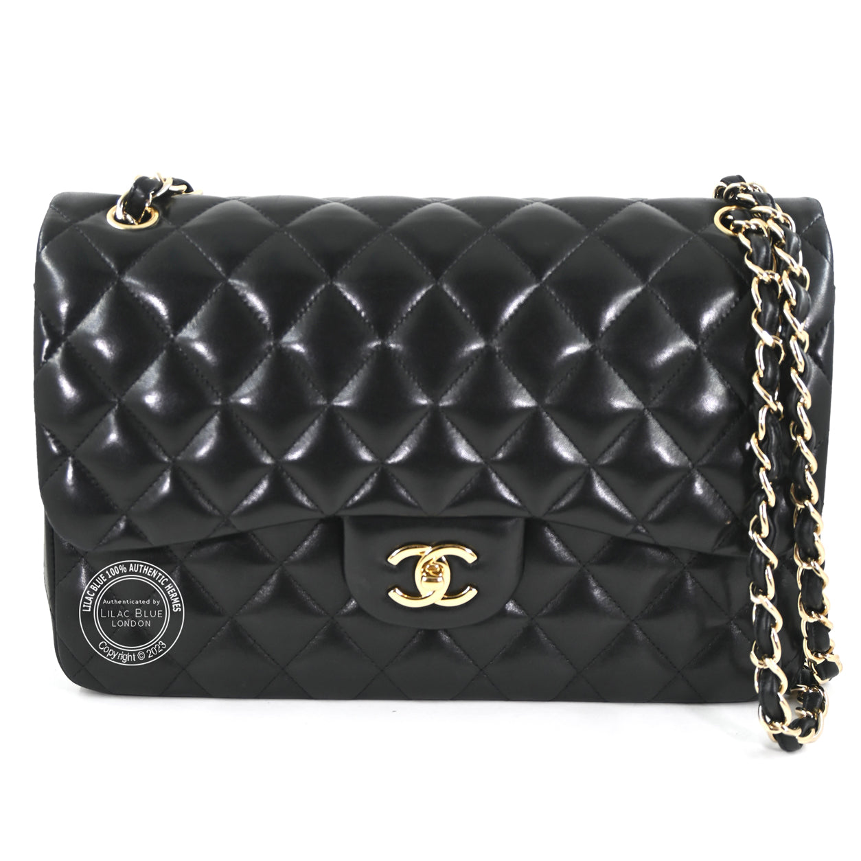Chanel Jumbo Flap Black Lambskin GHW -Preloved