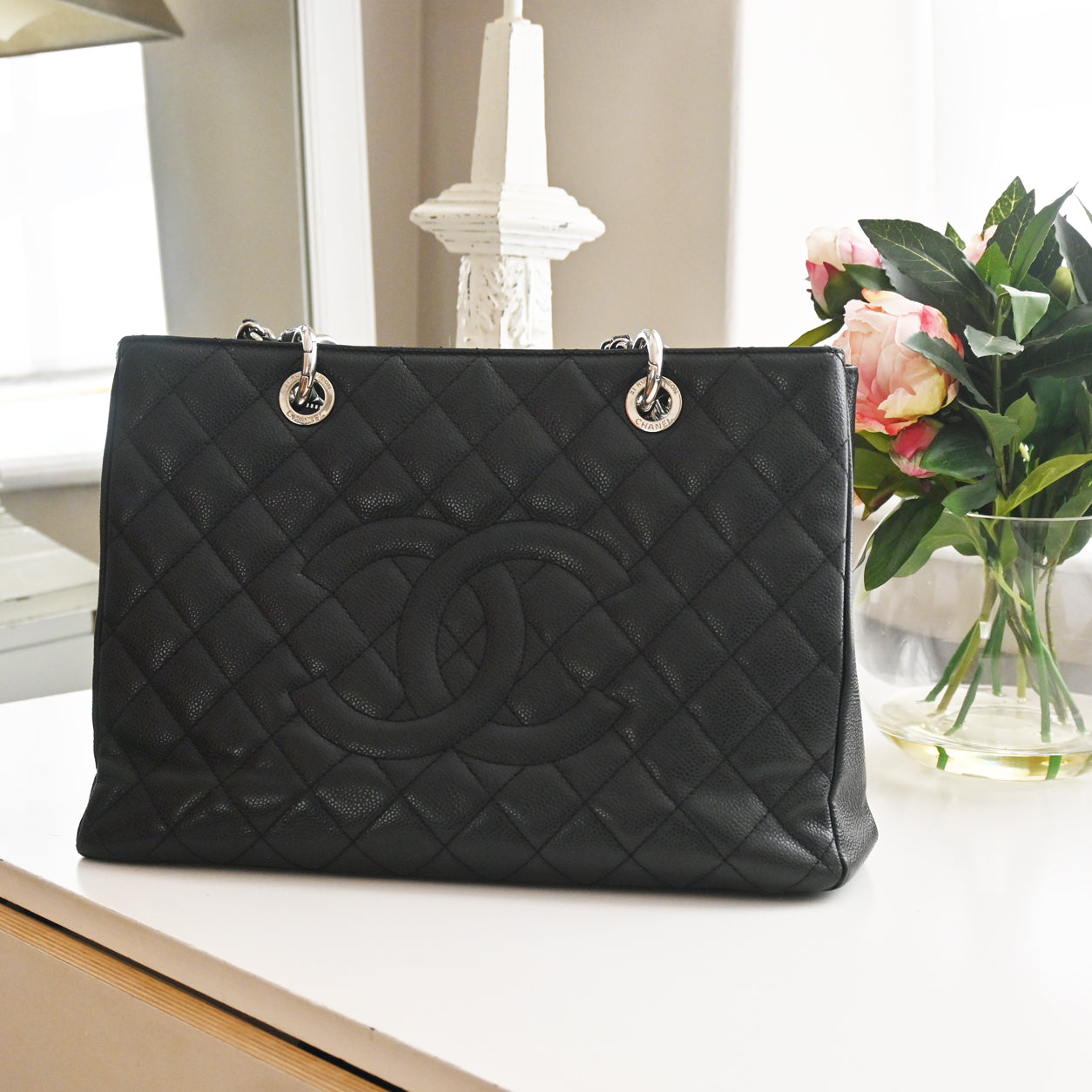 Chanel Grand Shopping Tote Black Caviar Leather PHW - Preloved