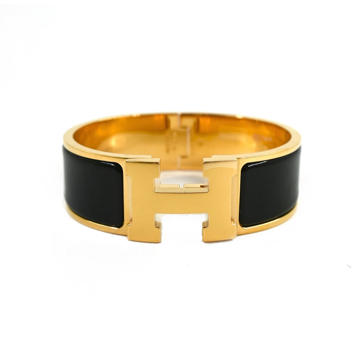 Hermès Clic Clac H Black with Gold
