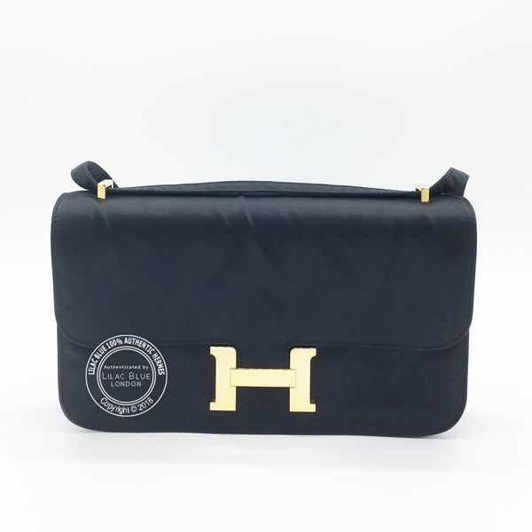 Hermès Constance 25cm Black Elan Silk GHW - Vintage