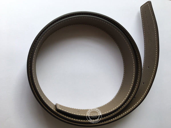 Hermès Idem Belt. Black & Etoupe Leather, Gold