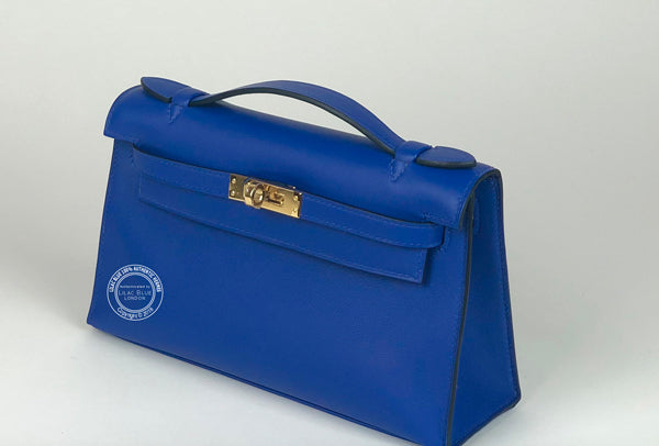 Hermès Kelly 22cm Bleu Electrique Mini Pochette Swift GHW
