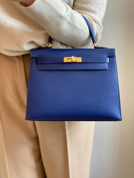 Hermès Kelly 25cm Bleu Saphir Madame GHW