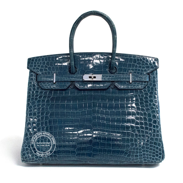 Hermès Birkin 35cm Brighton Blue Shiny Croc PHW