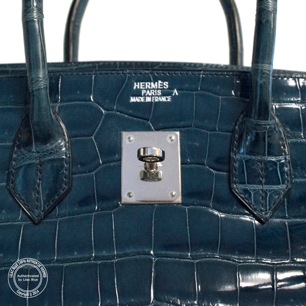Hermès Birkin 35cm Brighton Blue Shiny Croc PHW