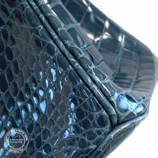 Hermès Birkin 35cm Brighton Blue Shiny Croc PHW