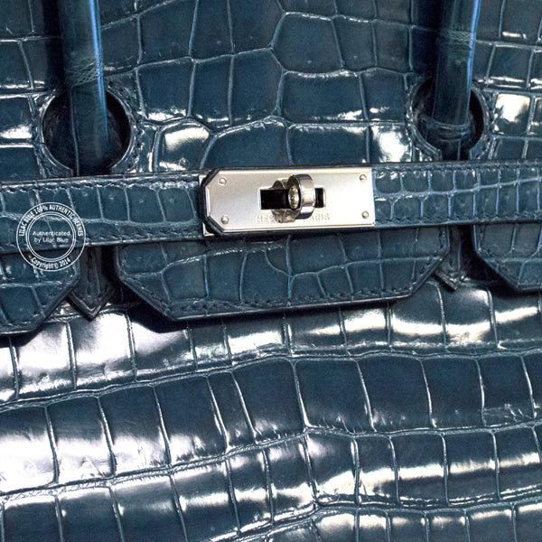 Hermès Birkin 35cm Brighton Blue Shiny Croc PHW