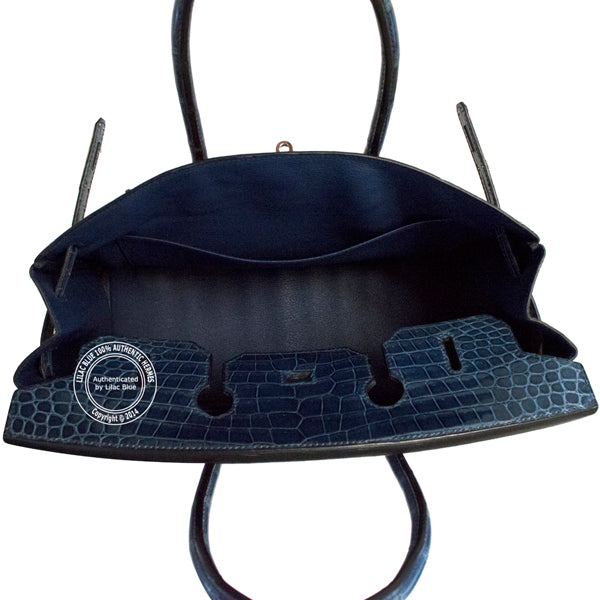 Hermès Birkin 35cm Brighton Blue Shiny Croc PHW