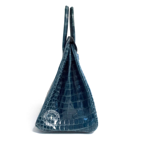 Hermès Birkin 35cm Brighton Blue Shiny Croc PHW