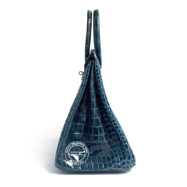 Hermès Birkin 35cm Brighton Blue Shiny Croc PHW