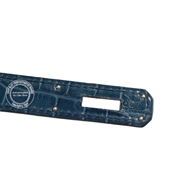 Hermès Birkin 35cm Brighton Blue Shiny Croc PHW