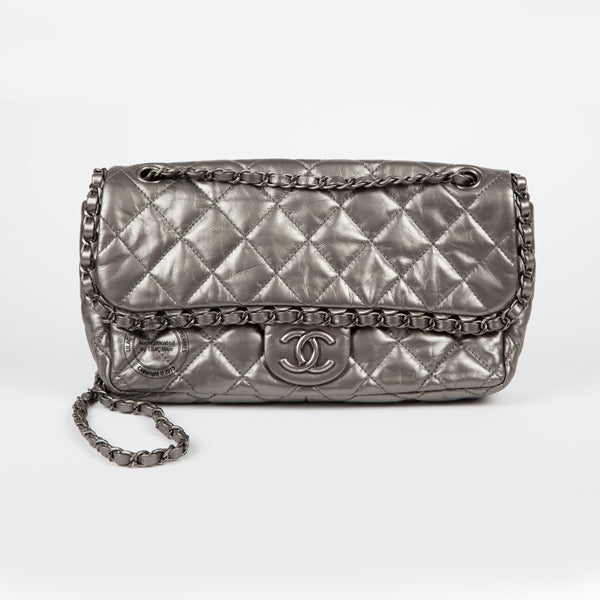 Chanel 2.55 in Metallic Grey - Preloved
