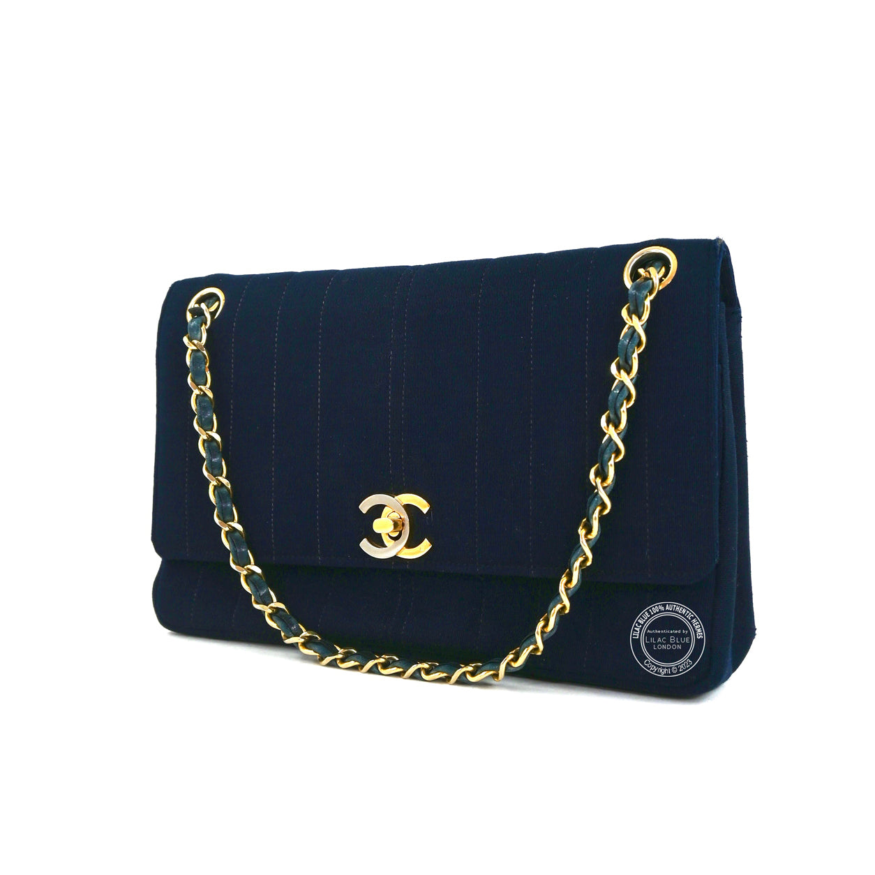 Chanel 2.55 Navy Cloth GHW - Preloved