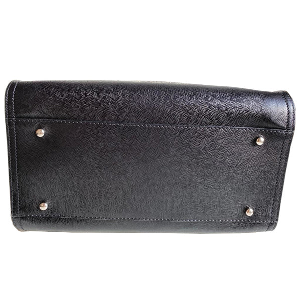 Chanel Deauville Tote Black Caviar Leather Silver - Preloved